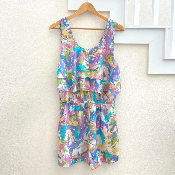 R.89 Pants - R.89 NWOT 100% Silk Watercolor Tiere Ruffle Romper